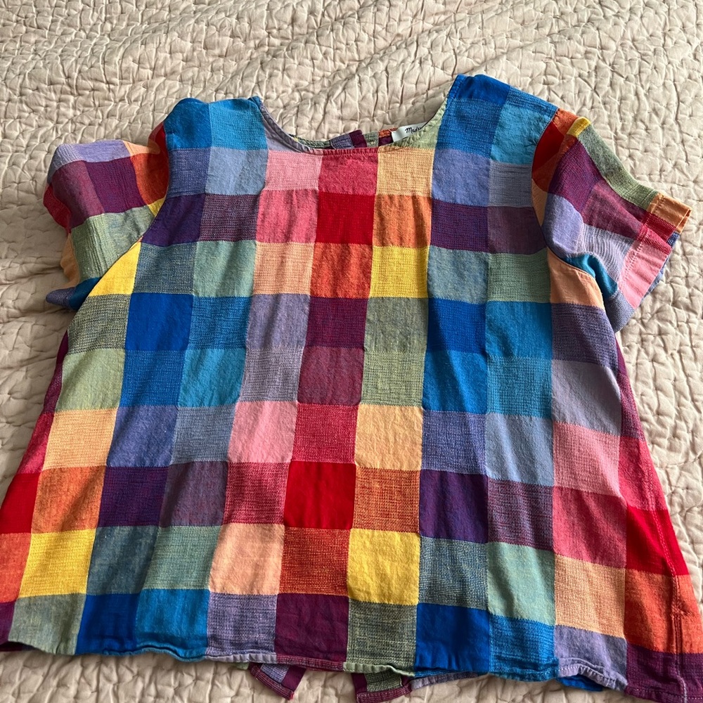 Madewell multi colored shirt with buttons on the back